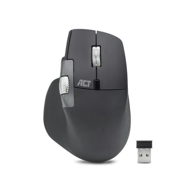 ACT AC5147 | Draadloze Multi-Connect Muis | Bluetooth en USB-A Ontvanger | Oplaadbaar | 4800 DPI | Stille Klik | Zwart