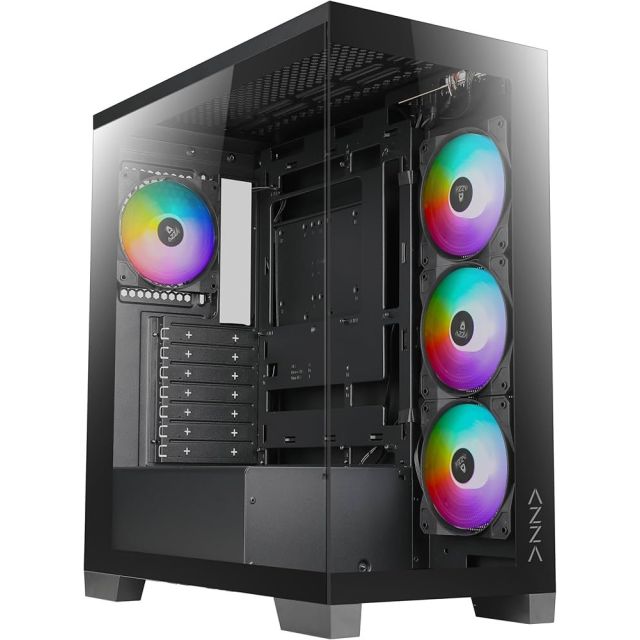 Case Azza Cove | Midi Tower | RGB | Tempered Glass | Zwart