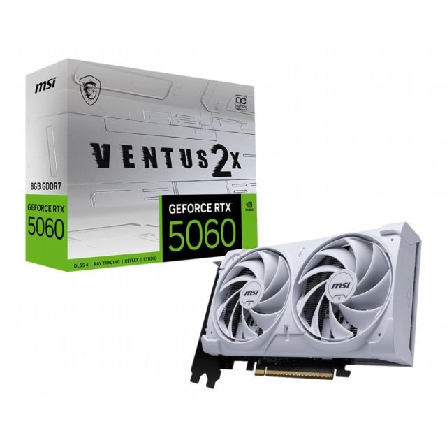 MSI GeForce RTX 5060 VENTUS 2X OC WHITE | 8GB GDDR7 | DLSS 4 | Videokaart | Nvidia GPU