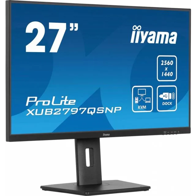 iiyama ProLite XUB2797QSNP-B1 27'' | 2560x1440 QHD IPS | 100Hz | USB-C Dock | KVM Switch | 1ms | Monitor