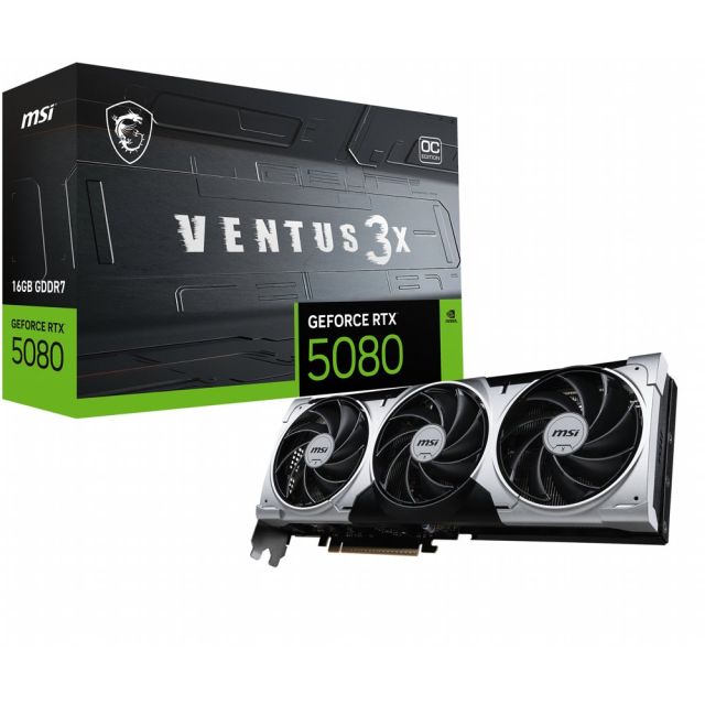 MSI GeForce RTX 5080 VENTUS 3X OC PLUS | 16GB GDDR7 | DLSS 4 | Videokaart | Nvidia GPU