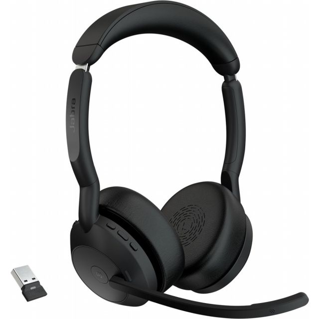Jabra Evolve2 55 Link380a MS Stereo | Bluetooth Headset (ANC) | USB-A Dongle | Oplaadstandaard | Zwart