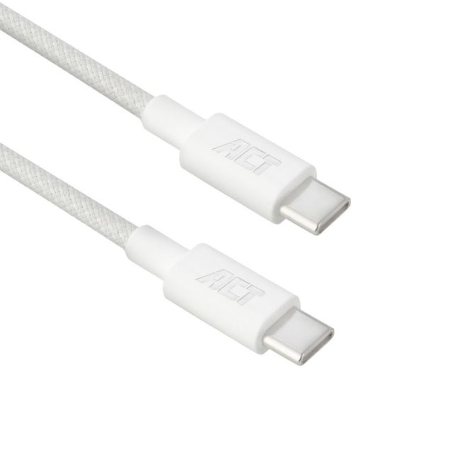 ACT AC3084 | USB 2.0 Kabel | USB-C naar USB-C | 240W | 480Mbps | Wit | 1 Meter