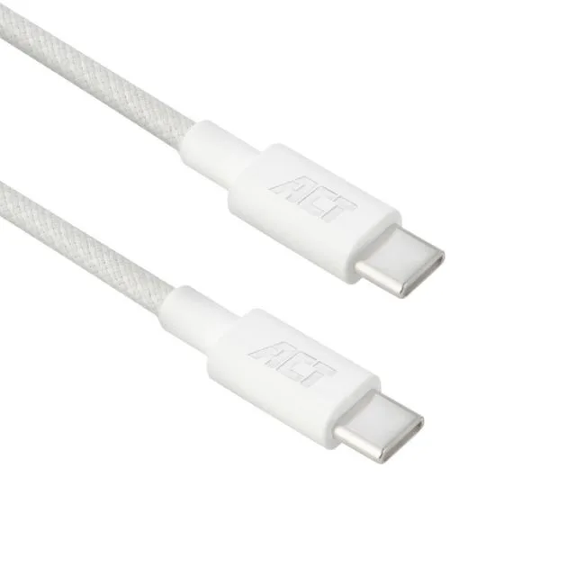 ACT AC3084 | USB 2.0 Kabel | USB-C naar USB-C | 240W | 480Mbps | Wit | 1 Meter