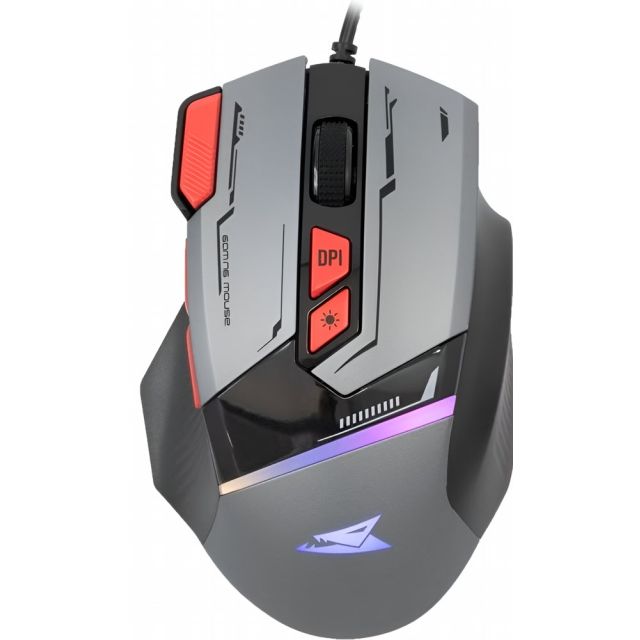 Baracuda MANTA RGB | Bekabelde Gaming Muis | Rechtshandig | USB-A | 12800 DPI | Grijs