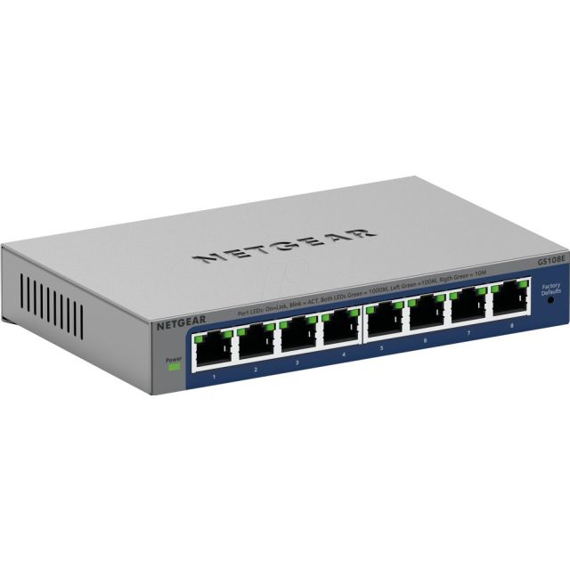 NETGEAR GS108Ev4 | 8-Poorts Gigabit Switch | Smart Managed Plus (L2/L3) | Zwart/Grijs