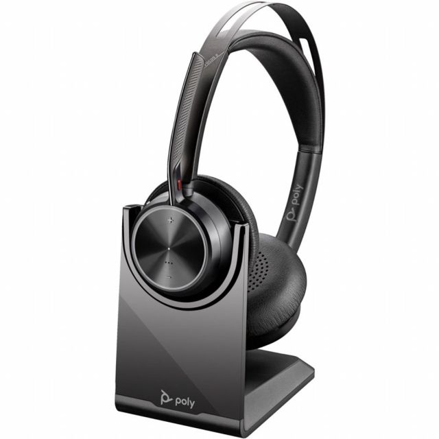 HP Poly Voyager Focus 2 UC Stereo | Bluetooth Headset (ANC) | USB-C (met USB-A Adapter) | Oplaadstandaard | Zwart
