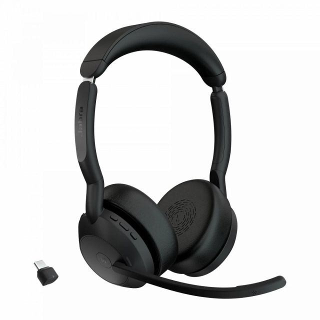 Jabra Evolve2 55 Link380c MS Stereo | Bluetooth Headset (ANC) | USB-C Dongle | Oplaadstandaard | Zwart