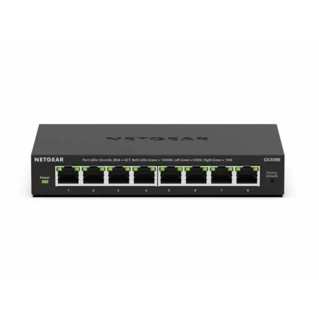 NETGEAR GS308E | 8-Poorts Gigabit Smart Managed Switch | L2/L3 | PoE | Zwart