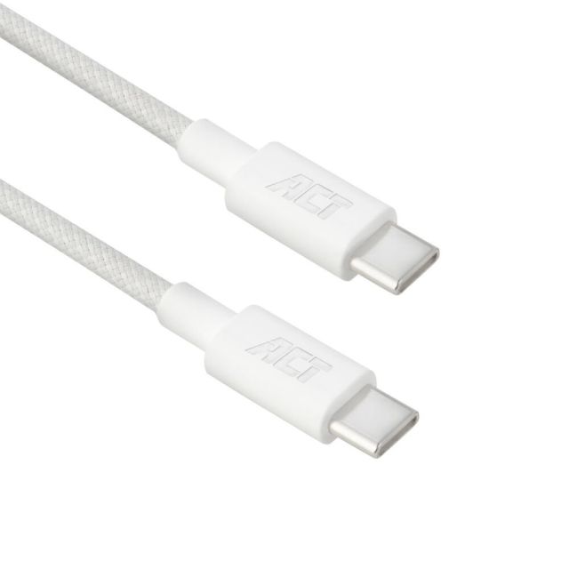 ACT AC3080 | USB 2.0 Kabel | USB-C naar USB-C | 60W | 480Mbps | Wit | 1 Meter